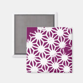 Mulberry en wit geometrisch patroon magneet (Voorkant / Achterkant)