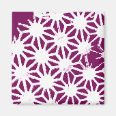 Mulberry en wit geometrisch patroon magneet (Voorkant)