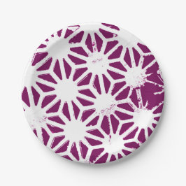 Mulberry en wit geometrisch patroon papieren bordje