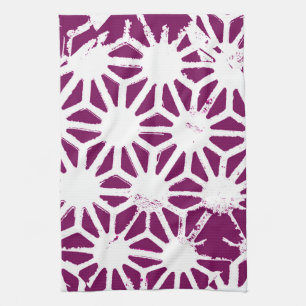 Mulberry en wit geometrisch patroon theedoek