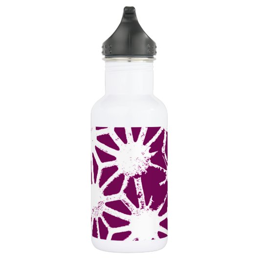 Mulberry en wit geometrisch patroon waterfles  (Rechts)