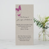 Mulberry glitter vlinder linnen bruiloft programma programmakaart (Staand voorkant)