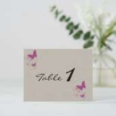 Mulberry Glitter Vlinder Trouwtafel nummer Briefkaart (Staand voorkant)