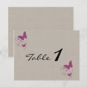 Mulberry Glitter Vlinder Trouwtafel nummer Briefkaart (Voorkant / Achterkant)