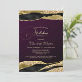 Mulberry Gold Glitter Birthday Party Kaart (Staand voorkant)