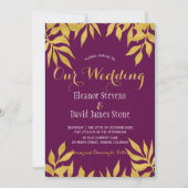 Mulberry goud verlaat herfst trendy bruiloft kaart (Voorkant)