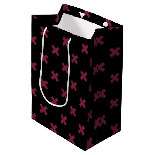 Mulberry kruisstift op zwart medium cadeauzakje (Voorkant Gekanteld)