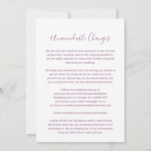 Mulberry-liefde, aanpasbare wisselstreaming bruilo aankondiging (Achterkant)