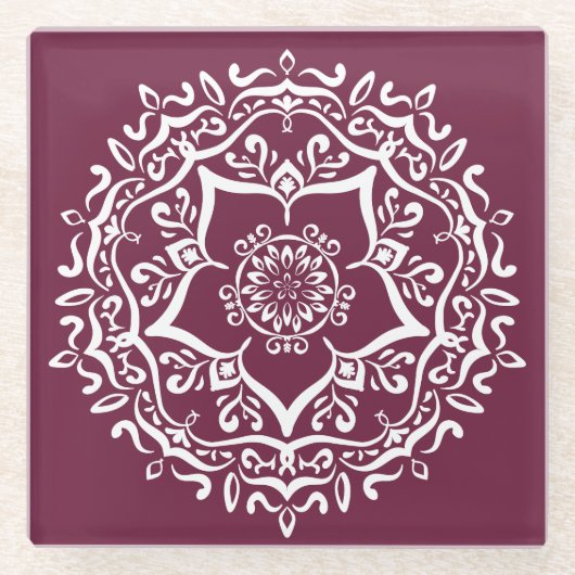 Mulberry Mandala Glazen Onderzetter (Voorkant)