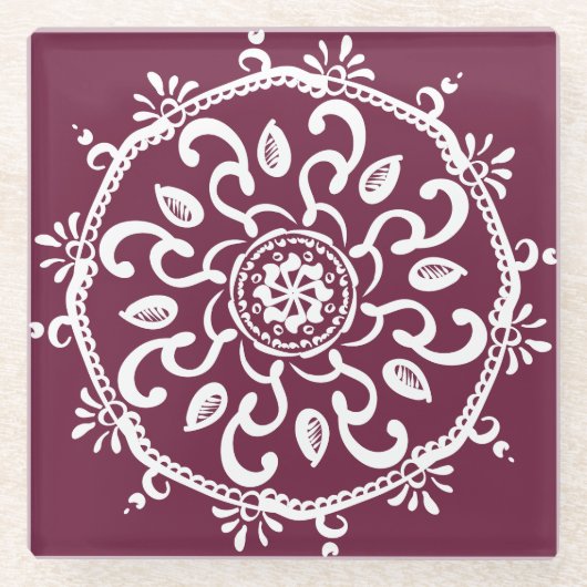 Mulberry Mandala Glazen Onderzetter (Voorkant)