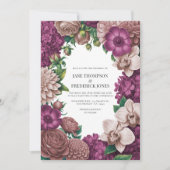 Mulberry, Mauve Clay & Soft Fig Wedding Invitation Kaart (Voorkant)