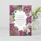 Mulberry, Mauve Clay & Soft Fig Wedding Invitation Kaart (Staand voorkant)