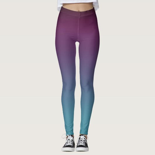 Mulberry Paarse Blue Blauwgroen Fade Leggings (Voorkant)