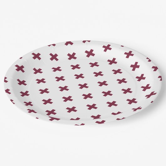 Mulberry polka kruist wit papieren bordje (Gekanteld)