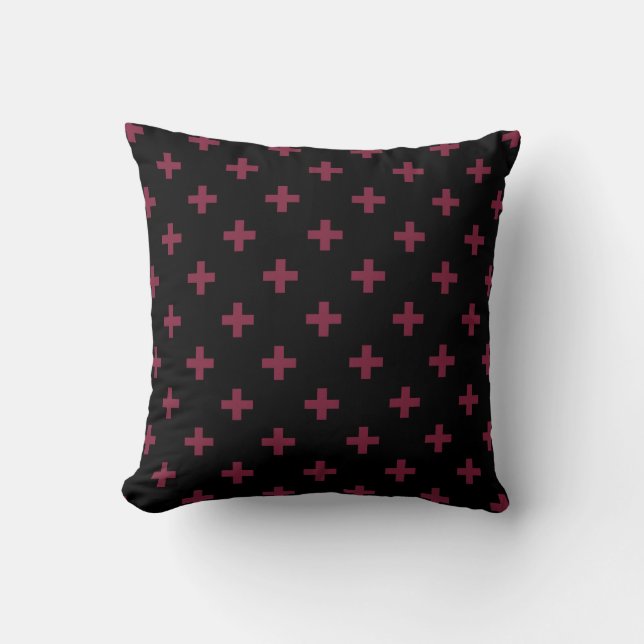 Mulberry polka kruist zwart kussen (Voorkant)