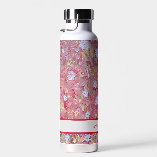 Mulberry Rode Bloemen Custom Water Fles (Rechts)