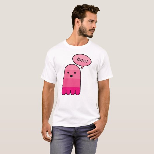 Mulberry roze Boo Ghost Halloween T-shirt (Voorkant volledig)