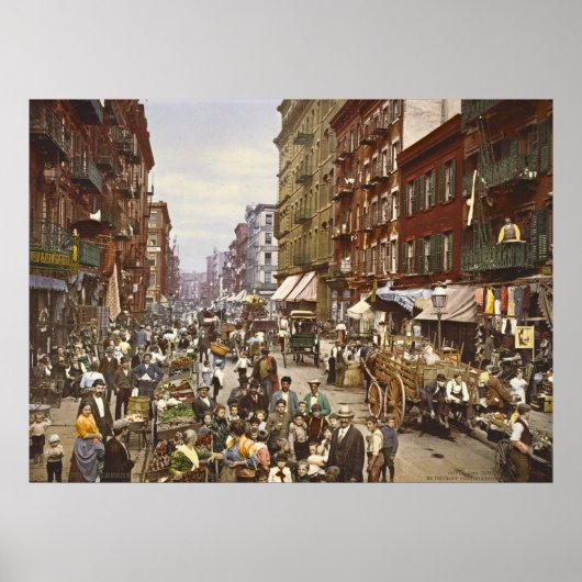 Mulberry Street Market New York City 1900 Poster (Voorkant)