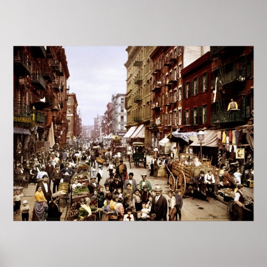 Mulberry Street, New York City, NY 1900 Poster (Voorkant)