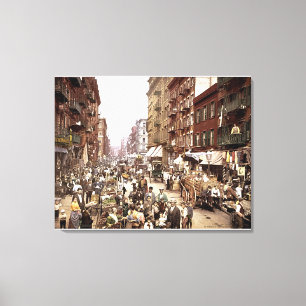 Mulberry Street NYC. 1900 Kleur Uitgerekt Canvas