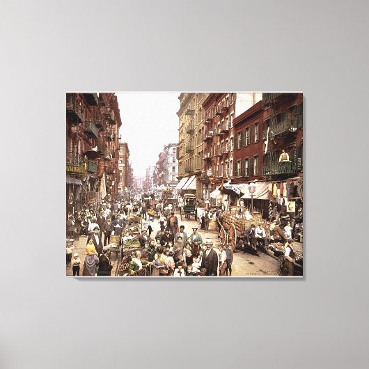 Mulberry Street NYC. 1900 Kleur Uitgerekt Canvas (Voorkant)