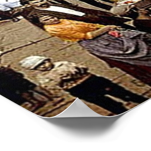 Mulberry Street NYC, rond 1900 Canvas Print (Hoek)