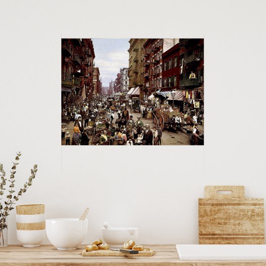 Mulberry Street NYC, rond 1900 Canvas Print (Keuken)