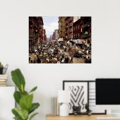 Mulberry Street NYC, rond 1900 Canvas Print (Thuiskantoor)