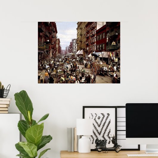 Mulberry Street NYC, rond 1900 Canvas Print (Thuiskantoor)