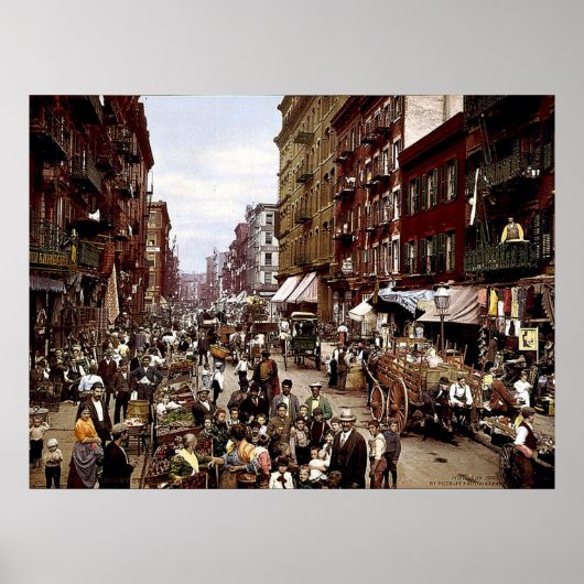 Mulberry Street NYC, rond 1900 Canvas Print (Voorkant)