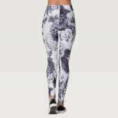Mulberry Toned Black & White  Floral Toile Leggings (Achterkant)