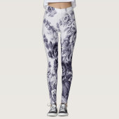 Mulberry Toned Black & White  Floral Toile Leggings (Voorkant)