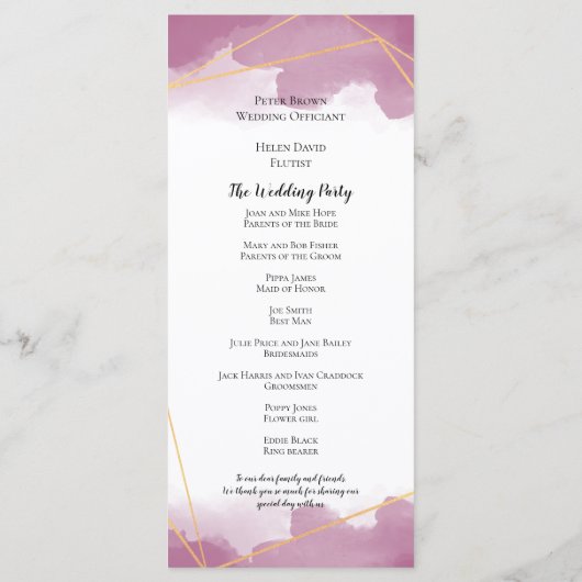 Mulberry Waterverf Goud Geometrische Lijnen Bruilo Programmakaart (Achterkant)