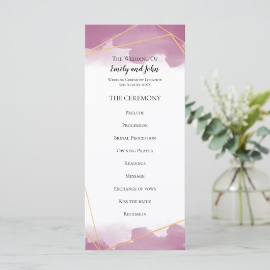 Mulberry Waterverf Goud Geometrische Lijnen Bruilo Programmakaart (Staand voorkant)