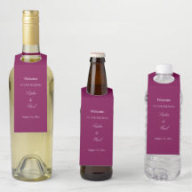Mulberry Wedding Welkom Bottle Hanger Labels
