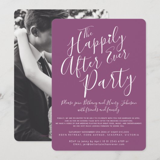 Mulberry white gelukkig ooit na het bruiloft kaart (Voorkant / Achterkant)