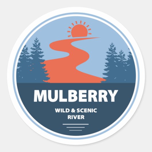 Mulberry Wild and Schilderachtig River, Arkansas Ronde Sticker (Voorkant)