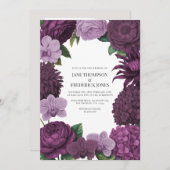 Mulberry Wine, Deep Fig & Dusty Lavender Wedding Kaart (Voorkant / Achterkant)