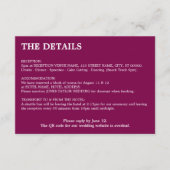 Mulberry Wine QR Code Trouwdetails Kaart (Voorkant)