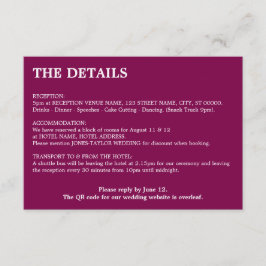 Mulberry Wine QR Code Trouwdetails Kaart