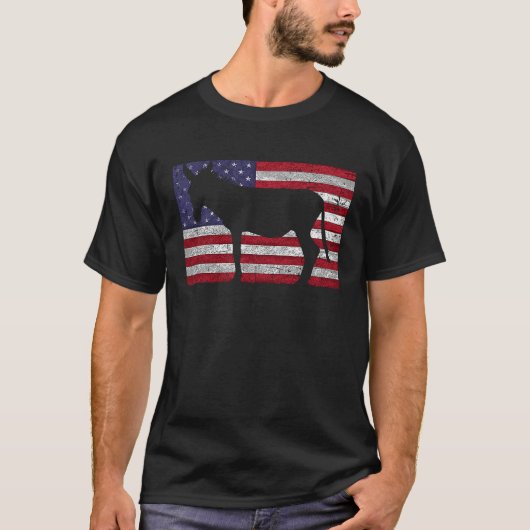 Mule American Flag 4 juli Patriotic Donkey T-shirt (Voorkant)