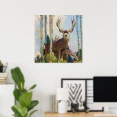 “Mule Deer bok en vrouwtje” door W Herbert Dunton Poster (Thuiskantoor)