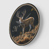 Mule Deer Buck Autumn Trophy Antlers Monogram Grote Klok (Hoek)