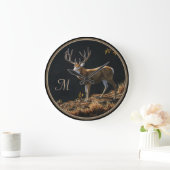 Mule Deer Buck Autumn Trophy Antlers Monogram Grote Klok (Huis)