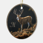 Mule Deer Buck Autumn Trophy Antlers Monogram Keramisch Ornament (Links)