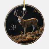 Mule Deer Buck Autumn Trophy Antlers Monogram Keramisch Ornament (Achterkant)