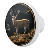 Mule Deer Buck Autumn Trophy Antlers Monogram Keramische Knop (Rechts)