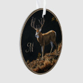 Mule Deer Buck Autumn Trophy Antlers Monogram Ornament (voorkant)