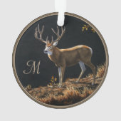 Mule Deer Buck Autumn Trophy Antlers Monogram Ornament (achterkant)