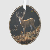 Mule Deer Buck Autumn Trophy Antlers Monogram Ornament (voorkant)